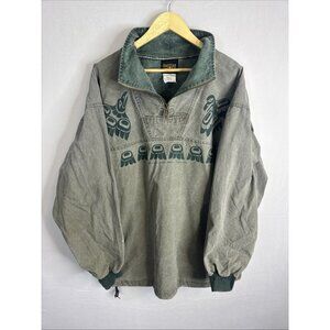 Vintage Northwest Coast Indigenous Raven Graphic Pullover Jacket Richard Hunt